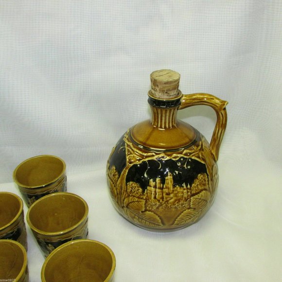 Vintage Liquor Decanter Set Mid-Century Ceramic Pottery Please Read Description - Picture 3 of 13
